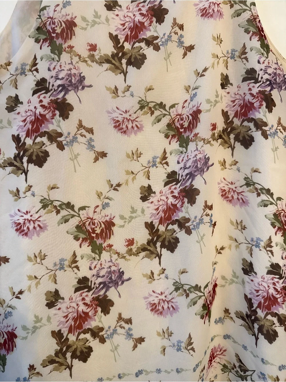 Max Studio Cream Floral Sleeveless Camisole with Pink & Purple Blooms